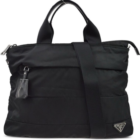 PRADA Tessuto Nylon w Calfskin Handles 2 Way Tote Bag - Picture 4 of 15